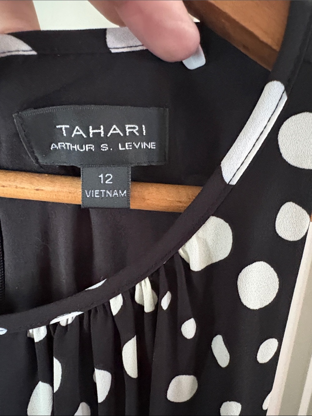 Tahari Black and White Polka Dot Tiered Maxi Dress - Picture 3 of 4